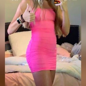 Hot pink mini dress